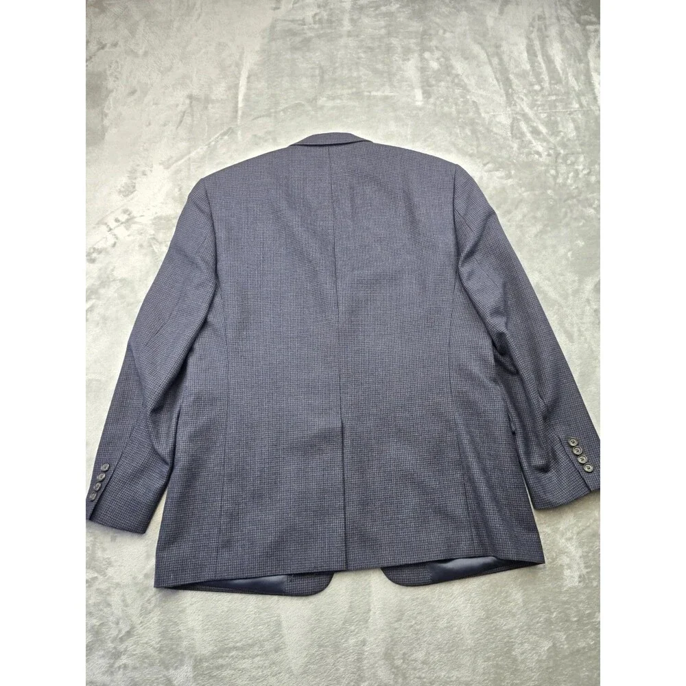 LRL Ralph Lauren Sport Coat Men 44R NavyBlue Houndstooth 100% Wool Jacket Blazer